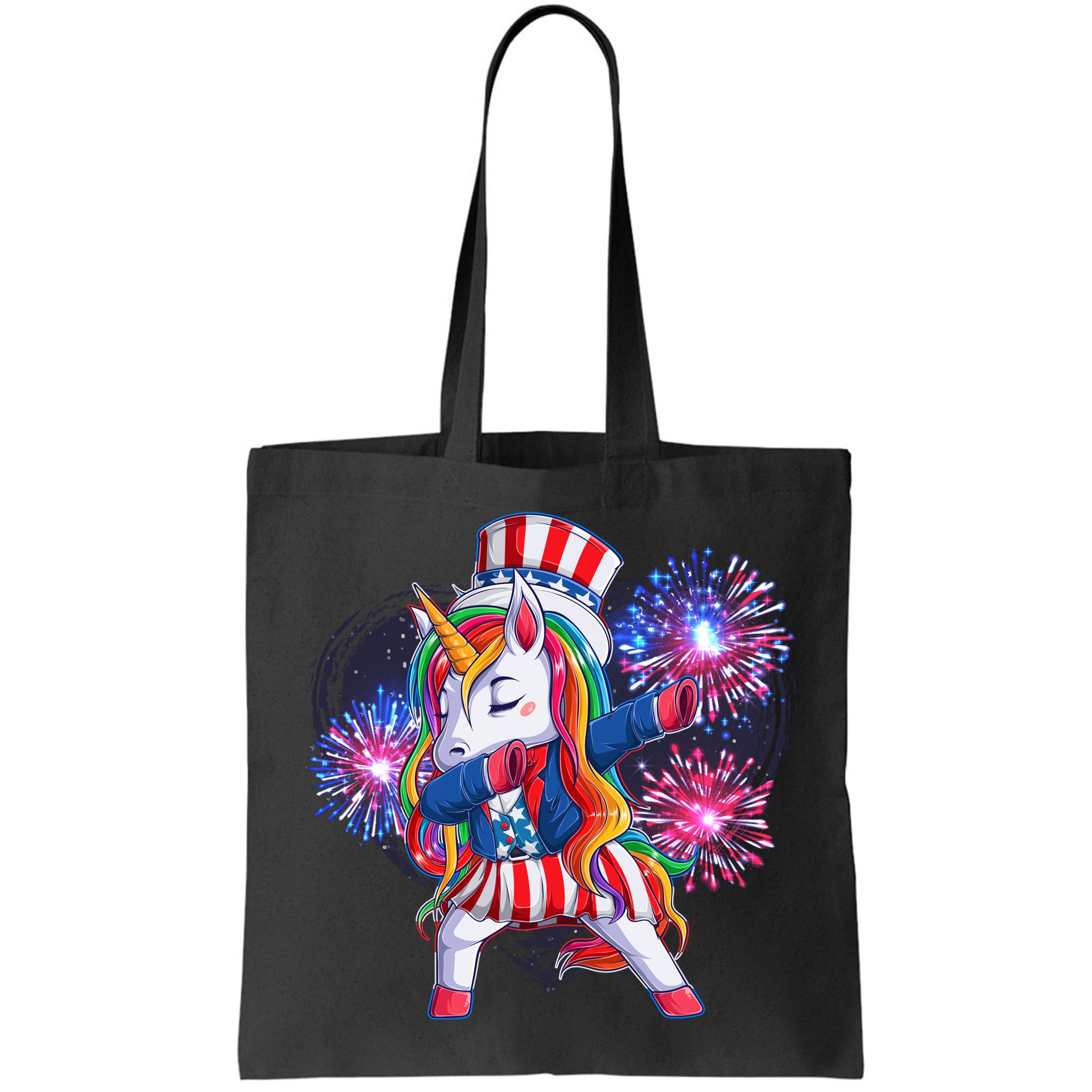 Funny Fourth Of July Fireworks Dabbing Unicorn Bag