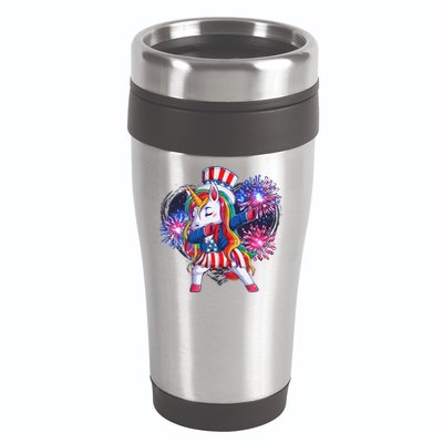 Funny Fourth Of July Fireworks Dabbing Unicorn 16oz Travel Tumbler