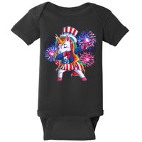 Funny Fourth Of July Fireworks Dabbing Unicorn Baby Bodysuit