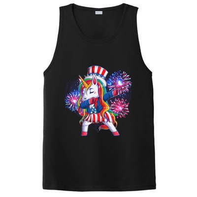 Funny Fourth Of July Fireworks Dabbing Unicorn PosiCharge Competitor Tank