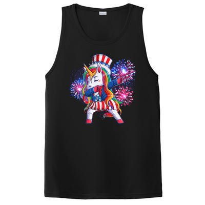 Funny Fourth Of July Fireworks Dabbing Unicorn PosiCharge Competitor Tank