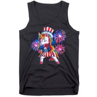 Funny Fourth Of July Fireworks Dabbing Unicorn Tank Top