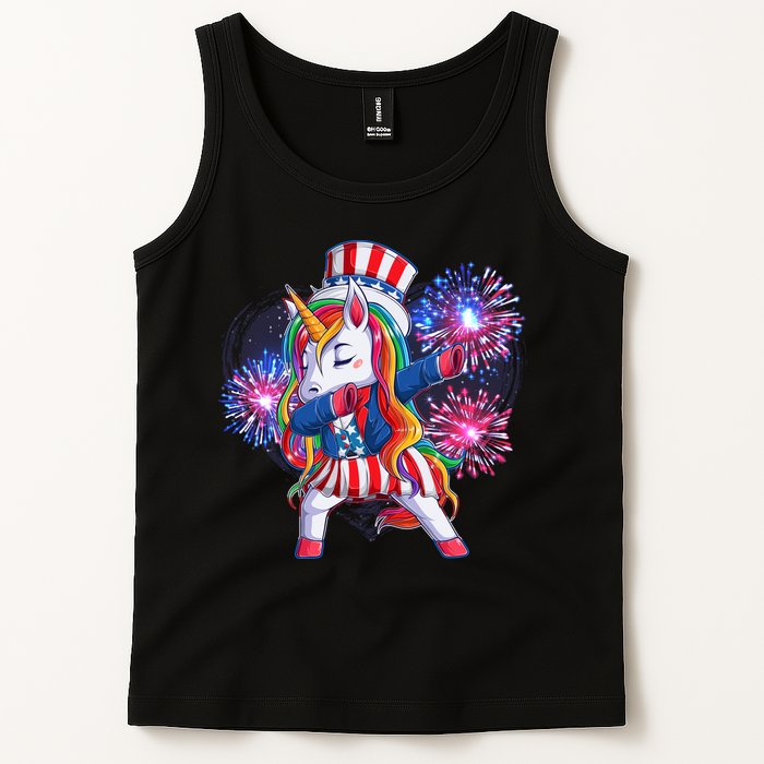 Funny Fourth Of July Fireworks Dabbing Unicorn Tank Top