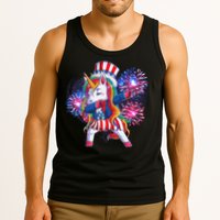 Funny Fourth Of July Fireworks Dabbing Unicorn Tank Top