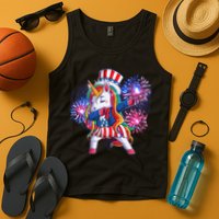 Funny Fourth Of July Fireworks Dabbing Unicorn Tank Top
