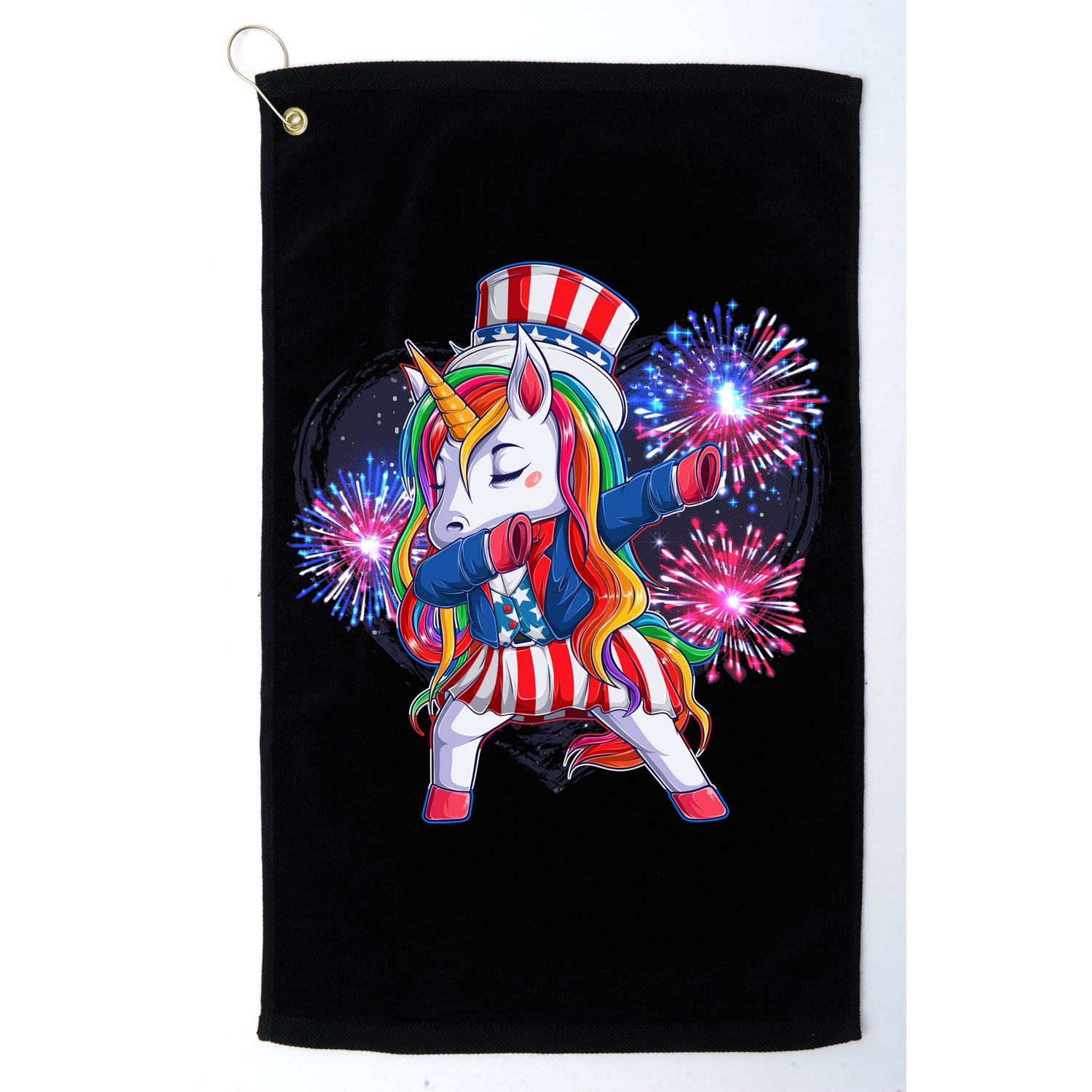 Funny Fourth Of July Fireworks Dabbing Unicorn Golf Towel