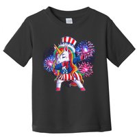 Funny Fourth Of July Fireworks Dabbing Unicorn Toddler T-Shirt