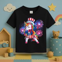 Funny Fourth Of July Fireworks Dabbing Unicorn Toddler T-Shirt