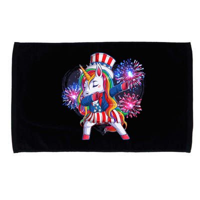Funny Fourth Of July Fireworks Dabbing Unicorn Microfiber Hand Towel