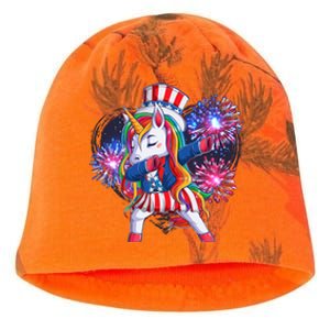 Funny Fourth Of July Fireworks Dabbing Unicorn Kati - Camo Knit Beanie