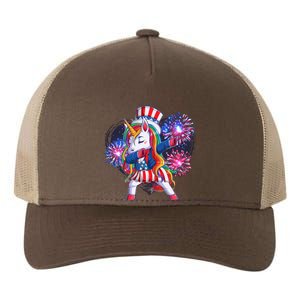 Funny Fourth Of July Fireworks Dabbing Unicorn Yupoong Adult 5-Panel Trucker Hat