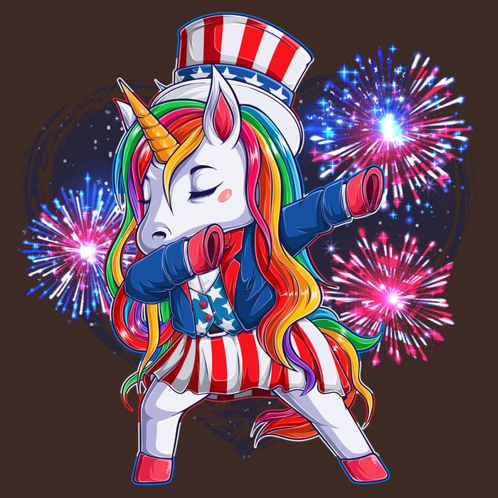 Funny Fourth Of July Fireworks Dabbing Unicorn Apron