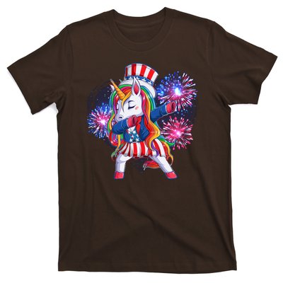 Funny Fourth Of July Fireworks Dabbing Unicorn T-Shirt