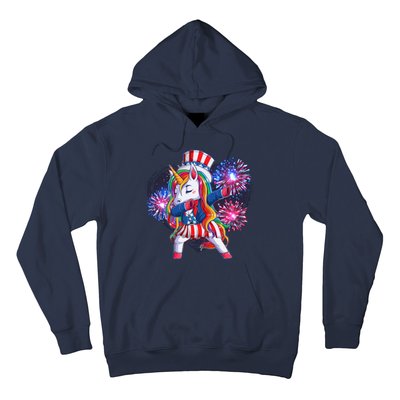 Funny Fourth Of July Fireworks Dabbing Unicorn Hoodie