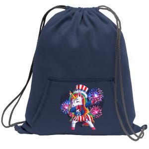 Funny Fourth Of July Fireworks Dabbing Unicorn Sweatshirt Cinch Pack Bag