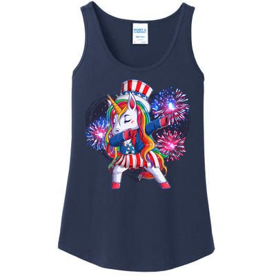 Funny Fourth Of July Fireworks Dabbing Unicorn Ladies Essential Tank