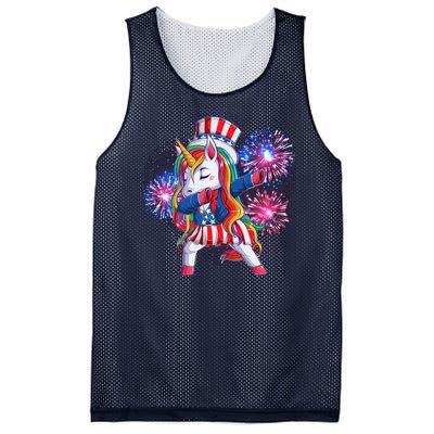 Funny Fourth Of July Fireworks Dabbing Unicorn Mesh Reversible Basketball Jersey Tank