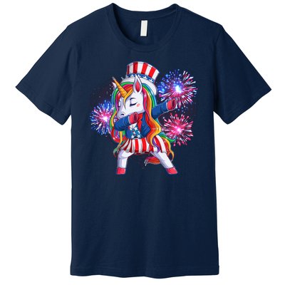 Funny Fourth Of July Fireworks Dabbing Unicorn Premium T-Shirt