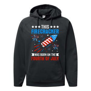 Firecracker Fourth Of July Celebration Graphic Performance Fleece Hoodie