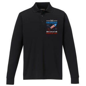 Firecracker Fourth Of July Celebration Graphic Performance Long Sleeve Polo