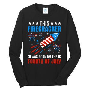 Firecracker Fourth Of July Celebration Graphic Tall Long Sleeve T-Shirt