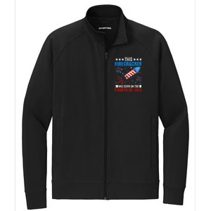 Firecracker Fourth Of July Celebration Graphic Stretch Full-Zip Cadet Jacket