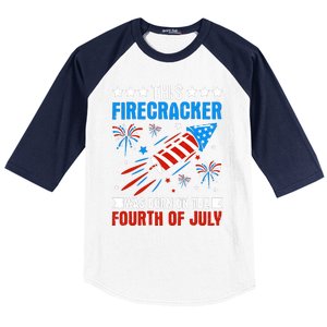 Firecracker Fourth Of July Celebration Graphic Baseball Sleeve Shirt