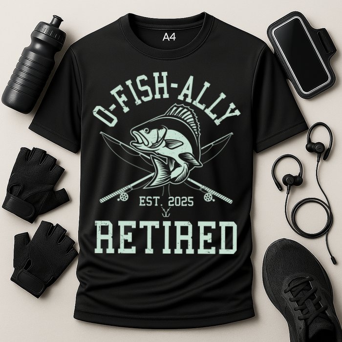 Funny Fishing Ofishally Retired Est 2025 Cooling Performance Crew T-Shirt