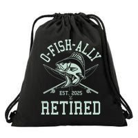 Funny Fishing Ofishally Retired Est 2025 Drawstring Bag