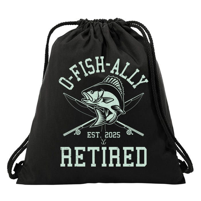Funny Fishing Ofishally Retired Est 2025 Drawstring Bag