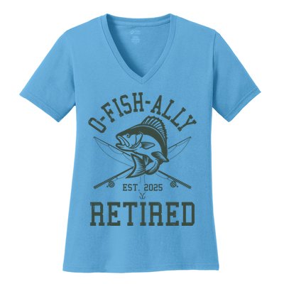 Funny Fishing Ofishally Retired Est 2025 Women's V-Neck T-Shirt