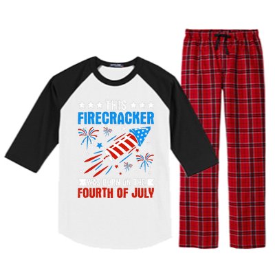 Firecracker Fourth Of July Celebration Graphic Raglan Sleeve Pajama Set