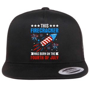 Firecracker Fourth Of July Celebration Graphic Flat Bill Trucker Hat