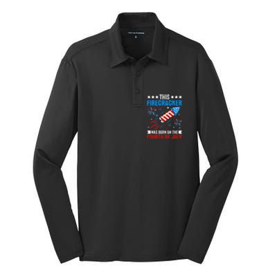 Firecracker Fourth Of July Celebration Graphic Silk Touch Performance Long Sleeve Polo