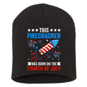 Firecracker Fourth Of July Celebration Graphic Short Acrylic Beanie