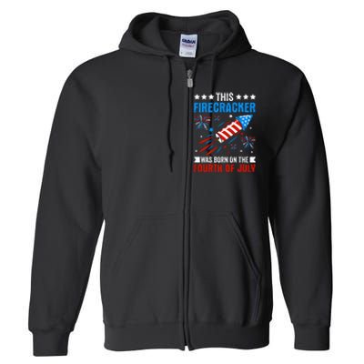 Firecracker Fourth Of July Celebration Graphic Full Zip Hoodie