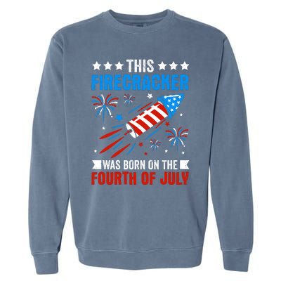 Firecracker Fourth Of July Celebration Graphic Garment-Dyed Sweatshirt