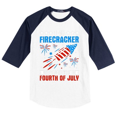 Firecracker Fourth Of July Celebration Graphic Baseball Sleeve Shirt