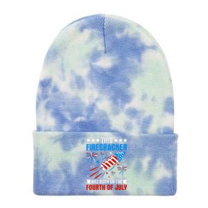 Firecracker Fourth Of July Celebration Graphic Tie Dye 12in Knit Beanie