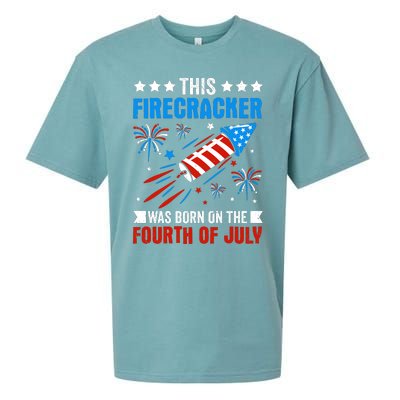 Firecracker Fourth Of July Celebration Graphic Sueded Cloud Jersey T-Shirt