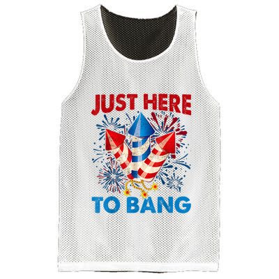 Funny Fourth Of July 4th Of July Just Here To Bang Fireworks Mesh Reversible Basketball Jersey Tank