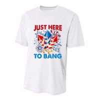 Funny Fourth Of July 4th Of July Just Here To Bang Fireworks Youth Performance Sprint T-Shirt