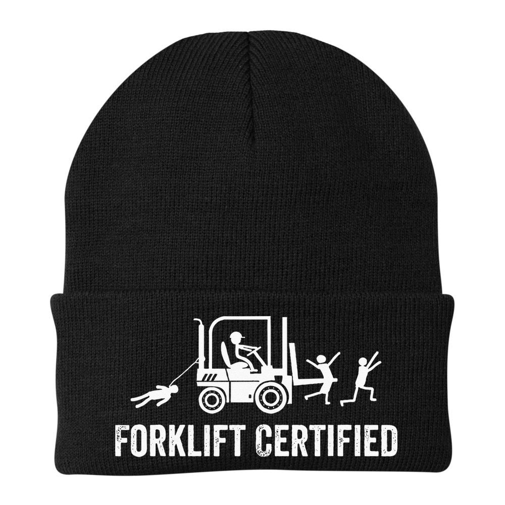 Funny Forklift Operator Forklift Certified Retro Vintage Beanie