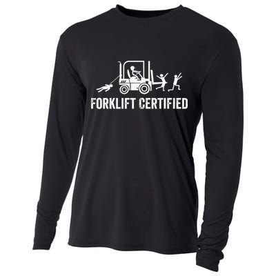 Funny Forklift Operator Forklift Certified Retro Vintage Cooling Performance Long Sleeve Crew