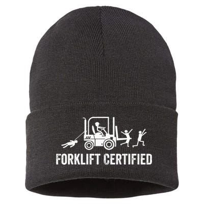 Funny Forklift Operator Forklift Certified Retro Vintage Sustainable Knit Beanie