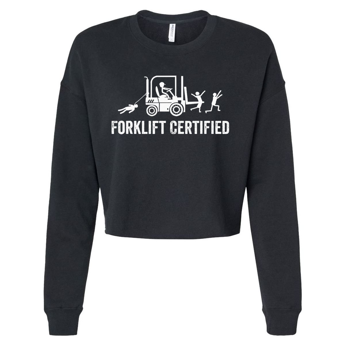 Funny Forklift Operator Forklift Certified Retro Vintage Cropped Pullover Crew