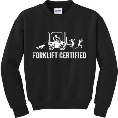 Funny Forklift Operator Forklift Certified Retro Vintage Kids Sweatshirt