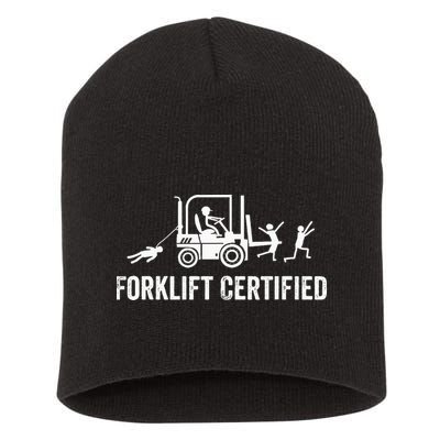 Funny Forklift Operator Forklift Certified Retro Vintage Short Acrylic Beanie