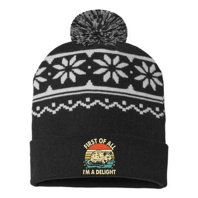 Funny First Of All IM A Delight Gift USA-Made Snowflake Beanie