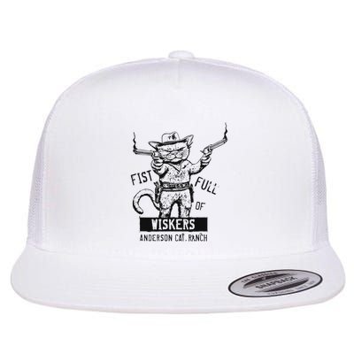 Fist Full Of Whiskers Western Cat Design Flat Bill Trucker Hat